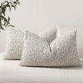 Striped Throw Pillow Covers 12x20 Set of 2 Cream Grey Textured Boucle Chic by DEZENE