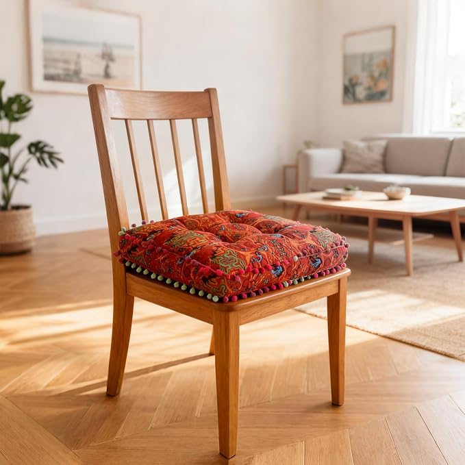Bohemian Seat Cushion，Indoor & Outdoor 16.5" x 16.5" Seating Cushion - Image 6