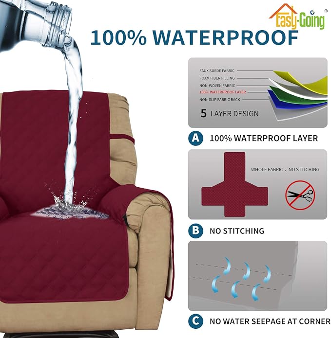 Easy-Going Sofa Slipcover Waterproof Oversized Recliner Chair Cover Non-Slip - Image 3
