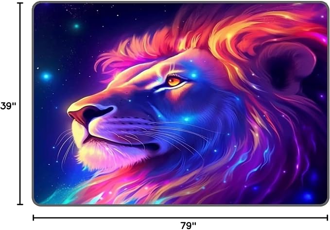 Galaxy Lion Rug 3D Fierce Lions Area Rugs - Image 2