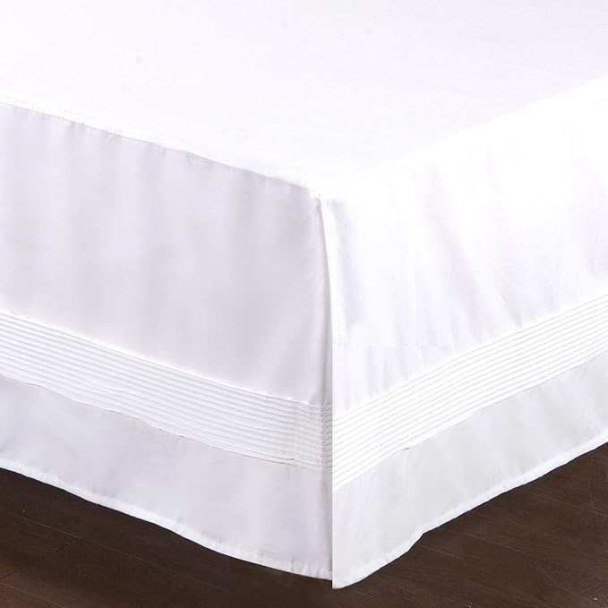 Valea Home Bed Skirt with Stitch on White Dust Ruffle with Split Corner - Image 8