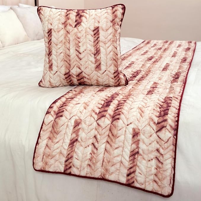 The HomeCentric King/Queen/Twin Maroon & Ivory Designer CA King 86"x18" Bed - Image 4