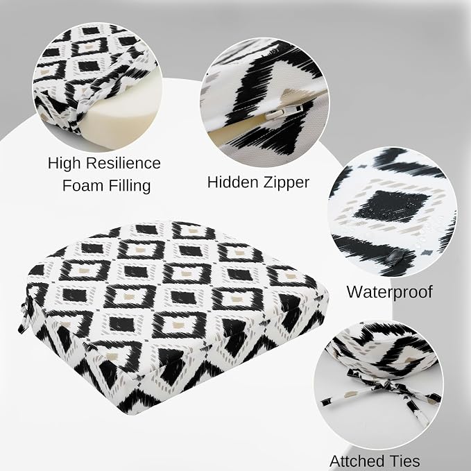 idee-home Outdoor Chair Cushions Set of 4, Thick 17" x 17" x 3" Outdoor Seat - Image 2