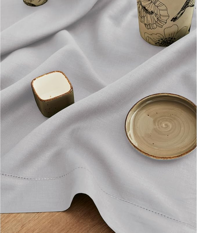 Solino Home Linen Soft Grey Table Runner 132 Inches Long - Image 3