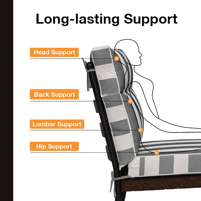 Outdoor High Back Chair Cushion Seat Pads, 44 x 21 Inch Water-Repellent & - Image 4