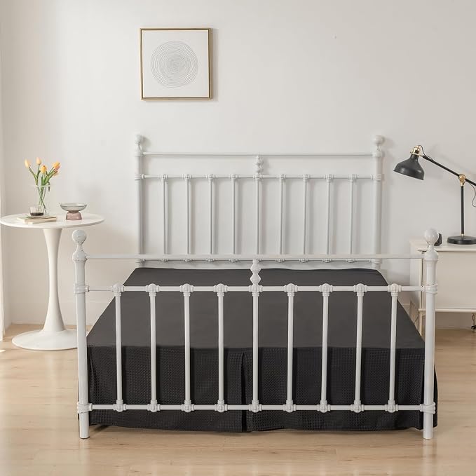 Queen Bed Skirt, Pleated Waffle Weave Bed Skirt - Image 3