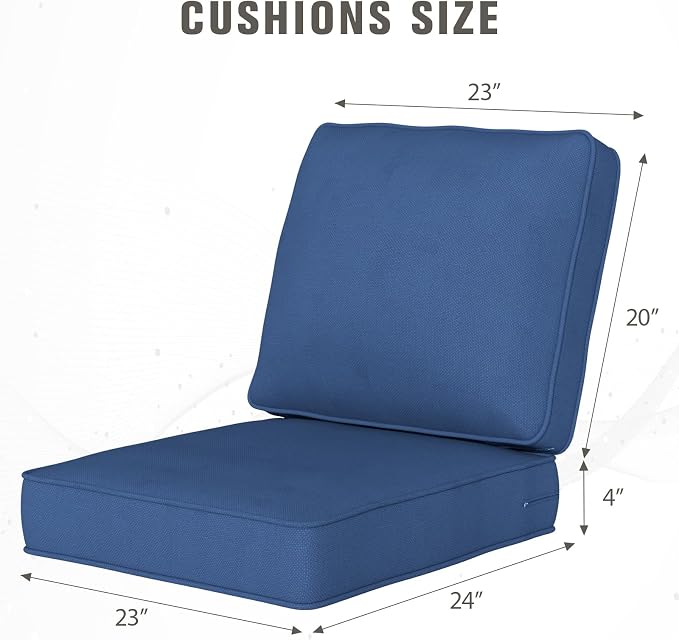 Outdoor Chair Cushions 23" x 24" x 4", Patio Deep Seat Replacement Cushions Set - Image 9