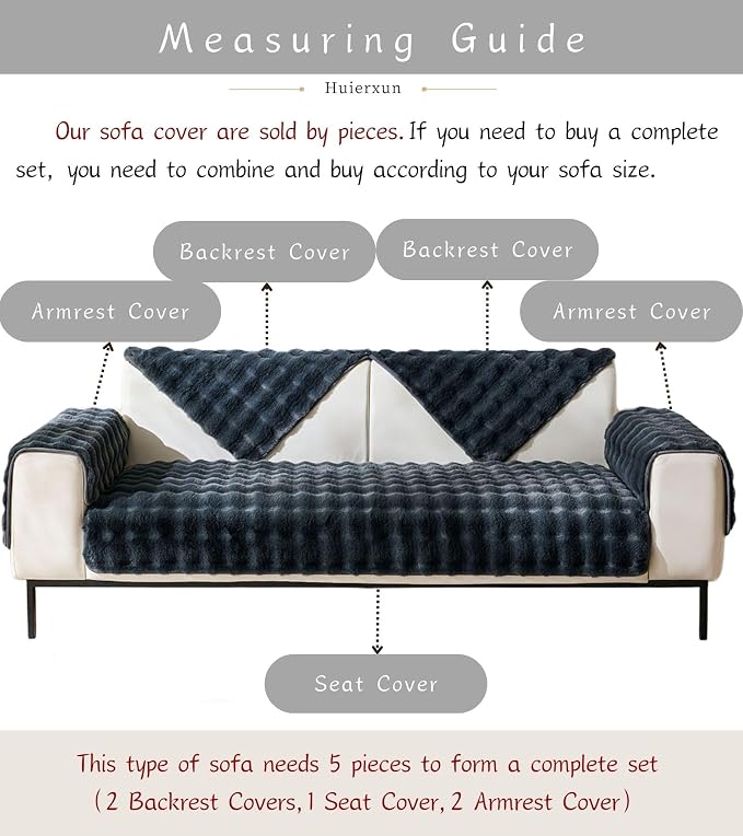 Faux Fur Couch Cover Fuzzy Soft Plush Thick Bubble Sofa Cover Luxury Sectional - Image 2