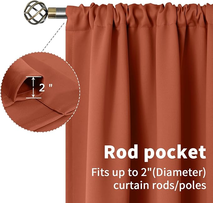BGment Terracotta Fall Kitchen Curtains 36 Inch Length - Image 5