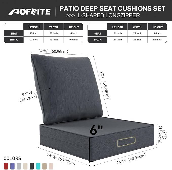 Outdoor Olefin Water-Resistant Deep Seat Cushion Set, Thickened Sofa Chair Pad - Image 3