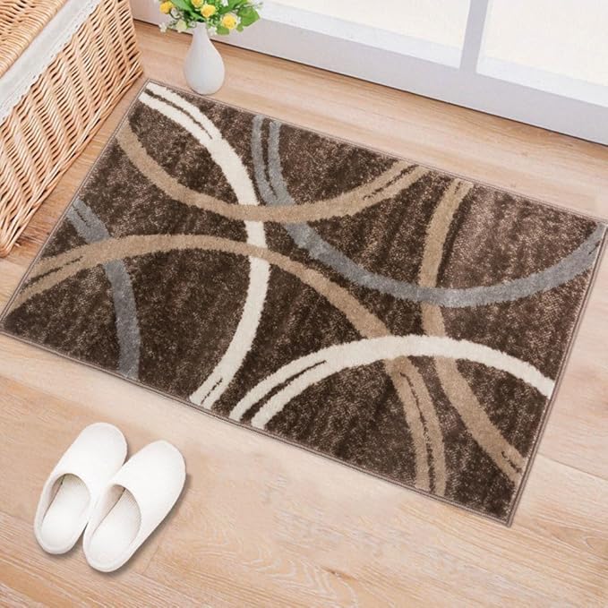 Rugshop Modern Wavy Circles Design Accent Rug, Non-Shedding Carpet - Image 9