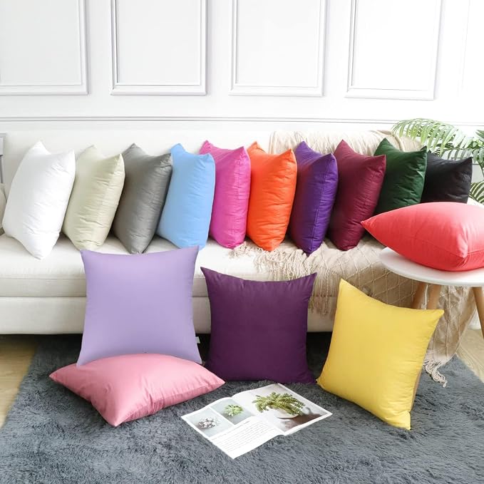 4-Pack 100% Cotton Comfortable Solid Decorative Throw Pillow Case, Thmyo Square - Image 4