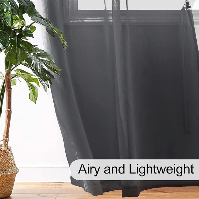 XWZO Dark Grey Sheer Curtains 95 Inches Length, Light Filtering, Airy & - Image 6