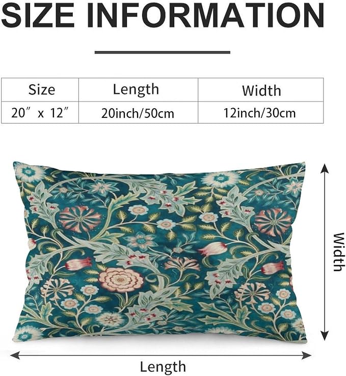 Teal Green Blue Vintage Floral Botanical William Morris Throw Pillow Covers - Image 2