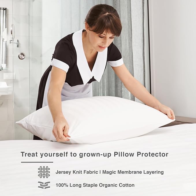 FABDREAMS Organic Waterproof Pillow Protector Set Queen Size | Pillow Cover Set - Image 3