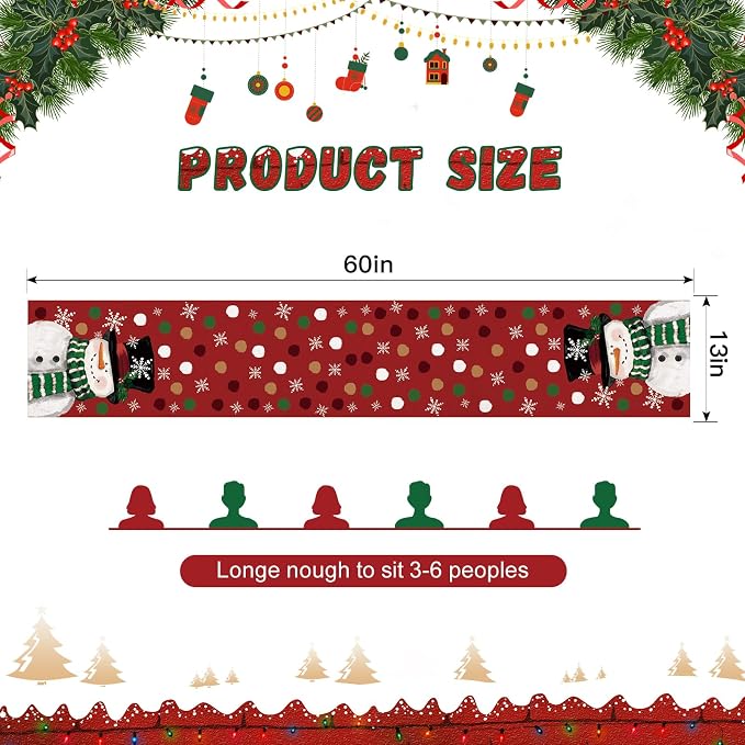 OTOSTAR Snowman Snowflake Christmas Table Runner, Xmas Seasonal Winter Holiday - Image 5