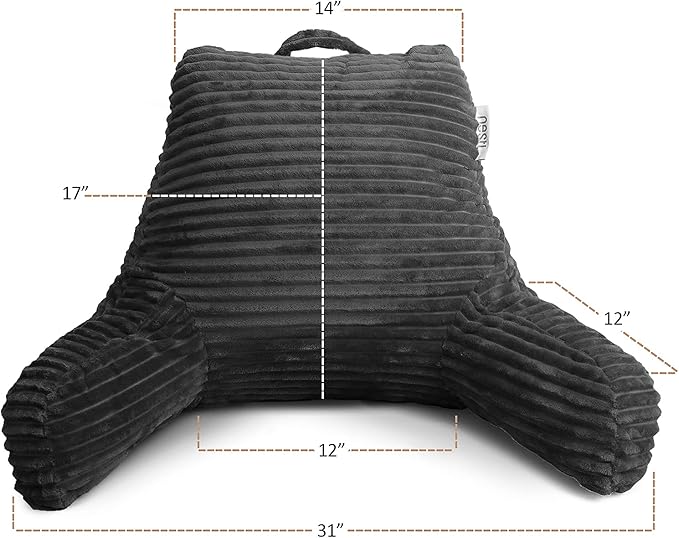 Nestl Reading Pillow with Shredded Memory Foam, Luxe Cut Plush Back Pillow - Image 2