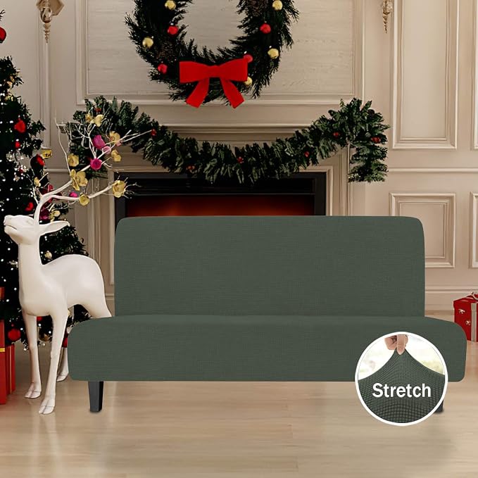 Easy-Going Stretch Futon Slipcover Armless Futon Bed Cover Furniture Protector - Image 2