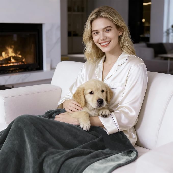 QiyI Waterproof Blanket for Bed Couch Sofa, Small Washable Reversible & - Image 2