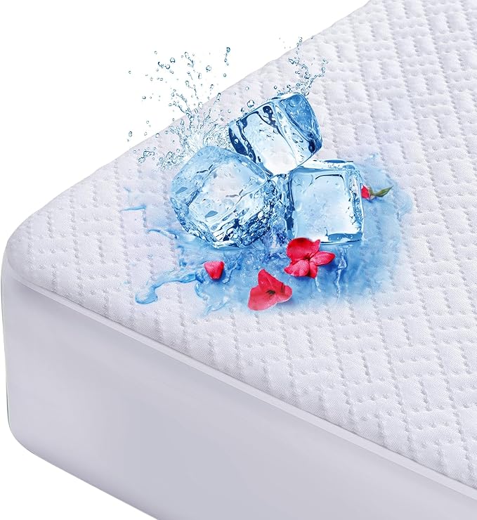 Cooling Waterproof Mattress Protector Queen Size, Mattress Cover 3D Air Fabric by Hanherry