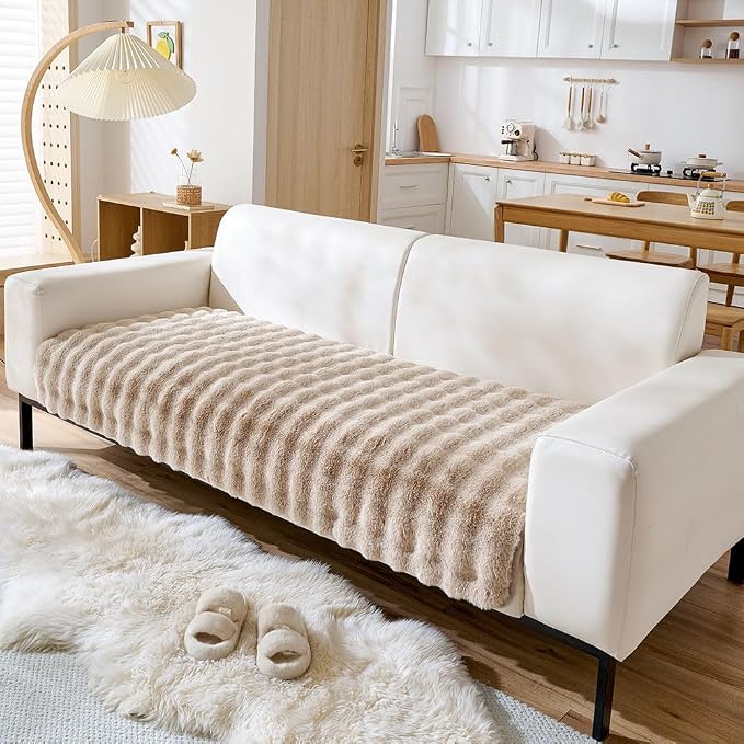Faux Fur Couch Cover Fuzzy Soft Plush Thick Bubble Sofa Cover Luxury Sectional by Huierxun