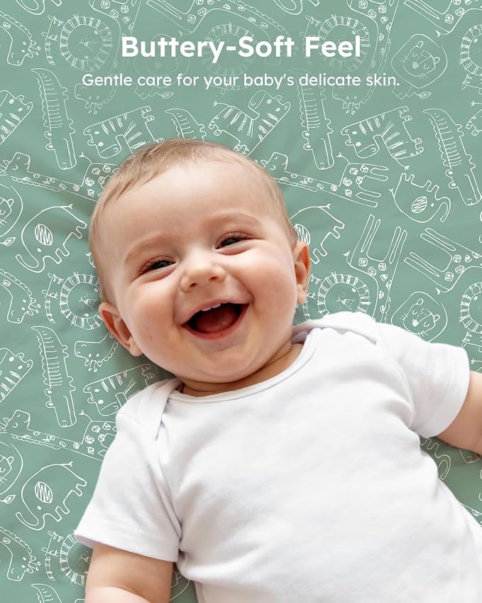 Baby Crib Sheets for Boys Girls, Breathable Soft Microfiber Baby Sheet Green & - Image 6