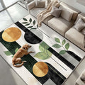 6x9 Boho Area Rug Green Leaf Black White Golden Rug Non Slip Low Pile Large by Unknown