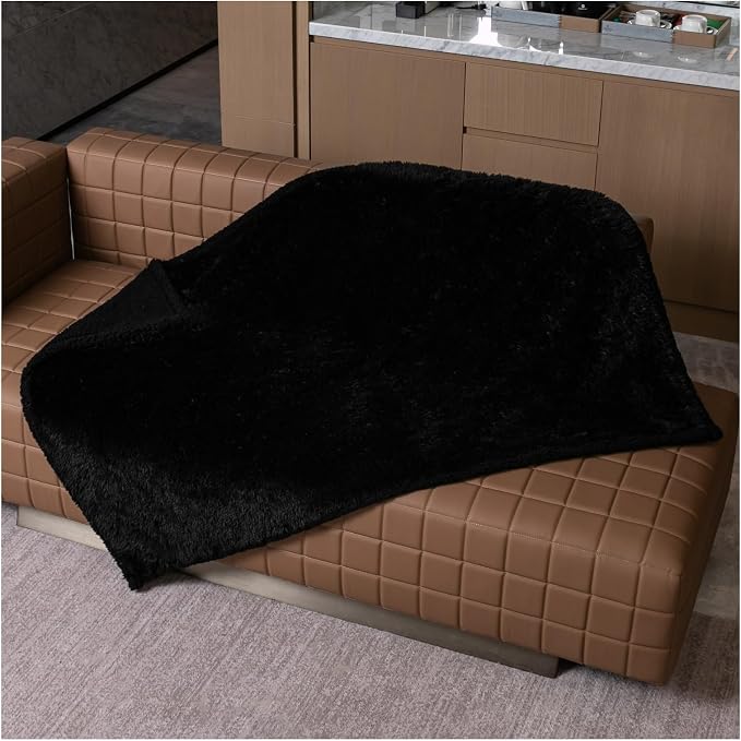 Black Pet Calming Couch Throw Blankets - Image 8