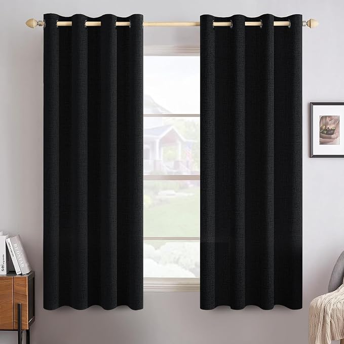 MIULEE Linen Texture Curtains for Bedroom Solid 100% Blackout Thermal Insulated by MIULEE