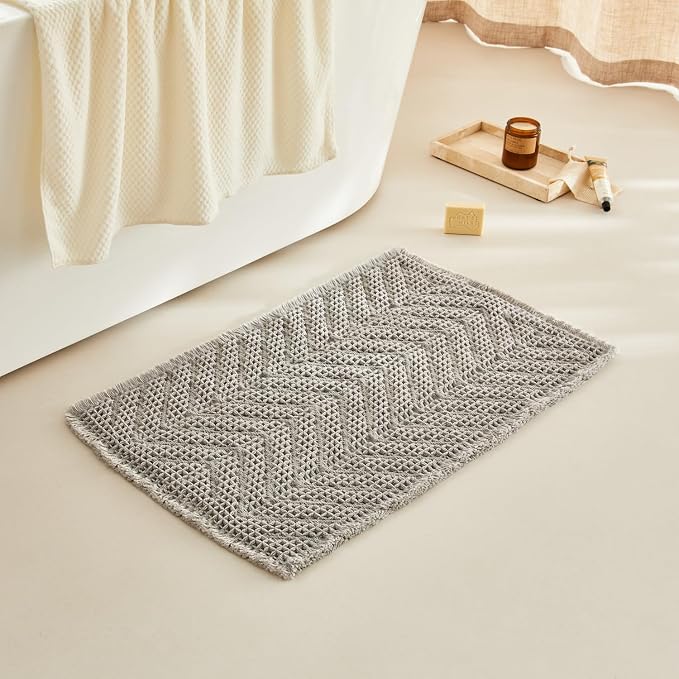 Bath Rugs, Upgraded Waffle Bath Mat, Super Absorbent Boho Bath Rug Non Slip - Image 8