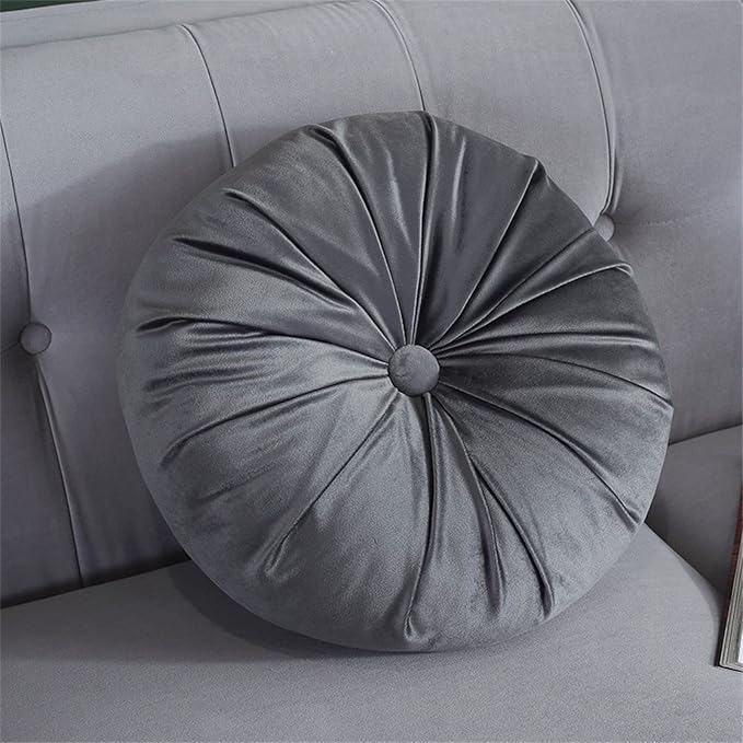 Round Throw Pillow Velvet Pumpkin Pleated Meditation Pillow Solid Color Home by Jackcsale