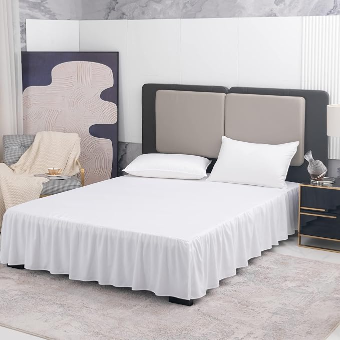 White Bed Skirt King Size Ruffled Bed Skirt - Image 5