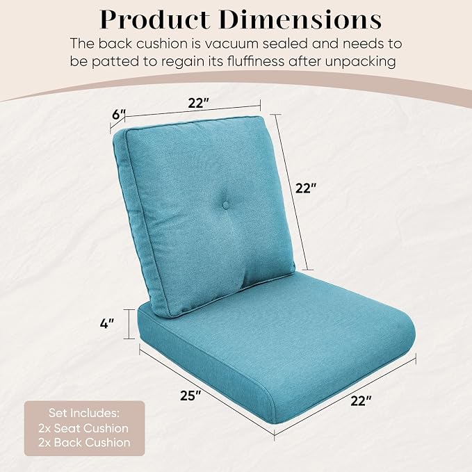 Outdoor Chair Cushions-Patio Chair Cushions Set of 2 - Image 7