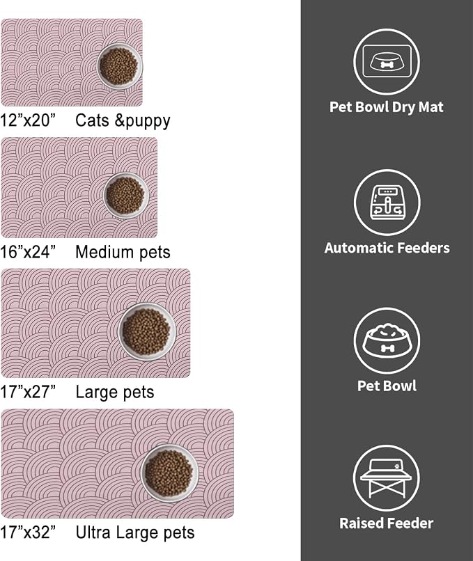 Dog Food Mat for Floors, Absorbent and Quick-Drying Pet Cat Food Mat, - Image 4
