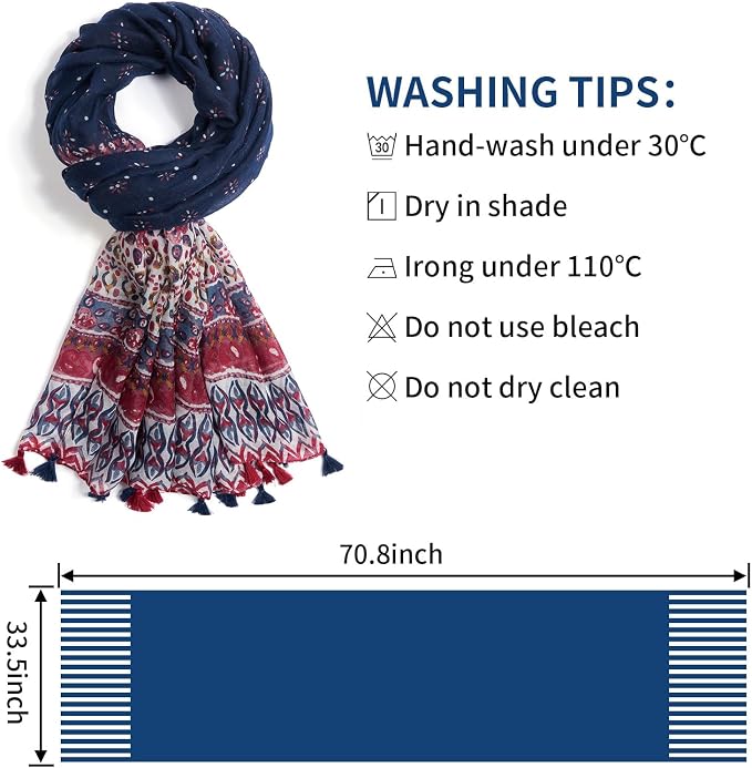 Scarf for Women Lightweight Soft Floral Leopard Printed Scarves Fall Winter - Image 3