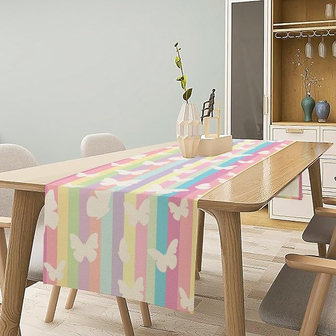 Rainbow Butterfly Kids Girl Table Runner - Image 6