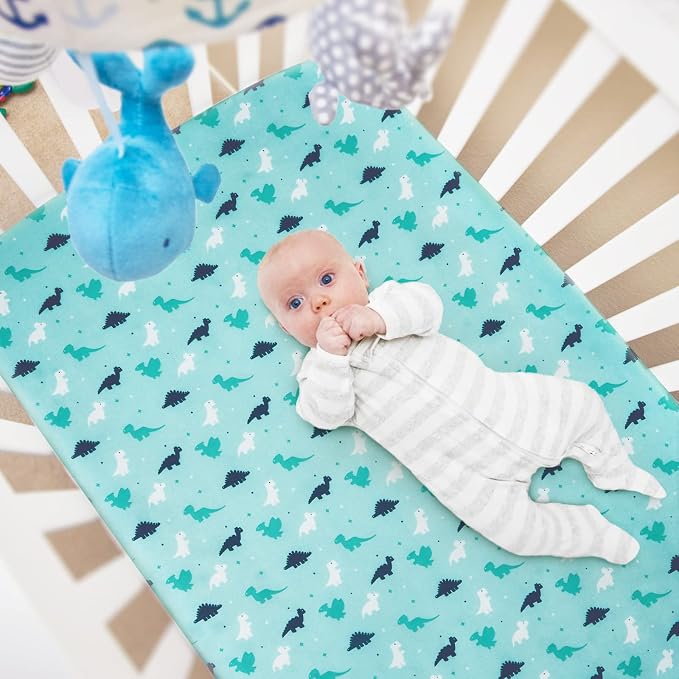 Pack and Play Sheets Fitted, Mini Crib Sheets 2 Pack, Playard Sheets Compatible - Image 2