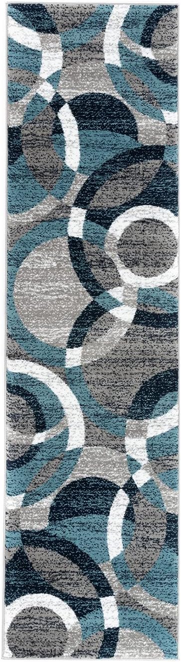 Rugshop Contemporary Modern Circles Abstract Runner Rug 2' x 7'2" Blue - Image 2