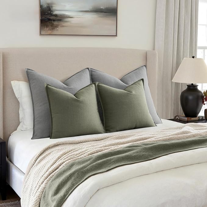 MIULEE Decorative Euro Sham Pillow Covers 24x24, 2 Pack Large Boho Farmhouse - Image 2