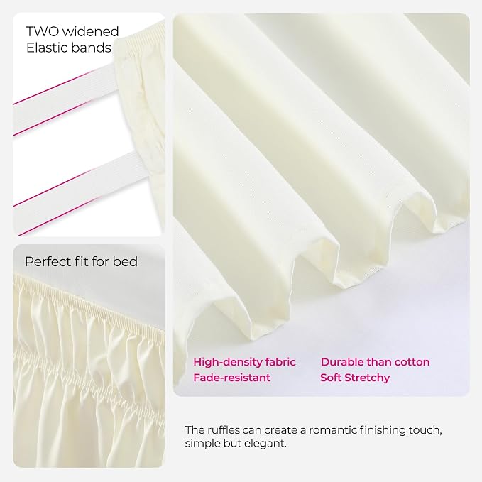 RIMELA Butter Yellow Bed Skirt Twin Size 15 Inch Drop, Elastic Bed Skirting - Image 8
