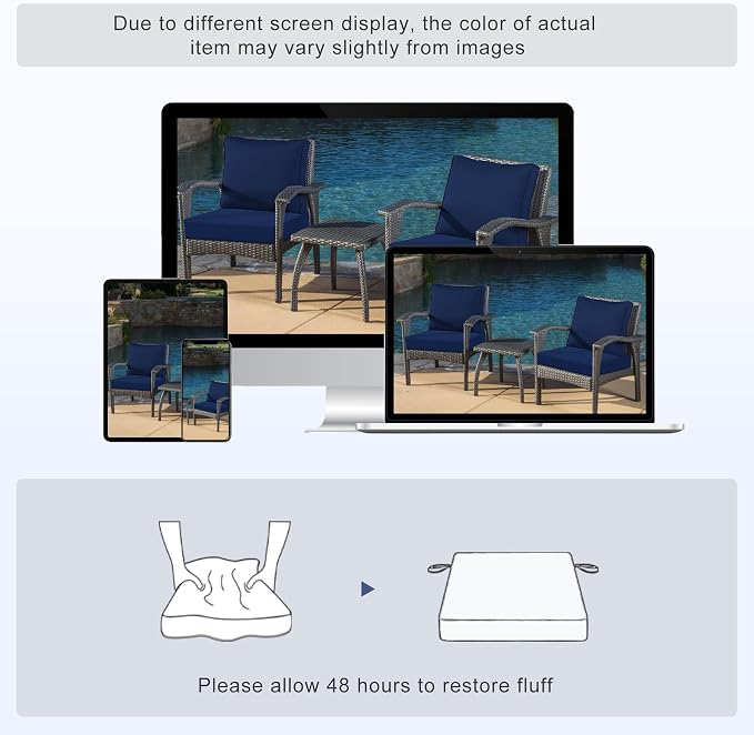 Favoyard Patio Chair Cushions 24 x 24 x 4 Inch Waterproof Outdoor Seat Cushions - Image 7