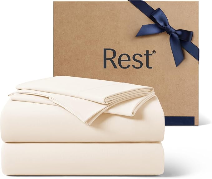 REST® Evercool®+ Cooling Sheet Set, King Size, Snow Ivory, Breathable Bed Sheets by REST