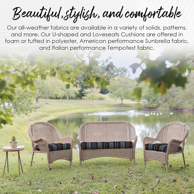 RSH DECOR: Tufted U-Shape Wicker Seat Cushions Set of 2 | 19” x 19” | - Image 7