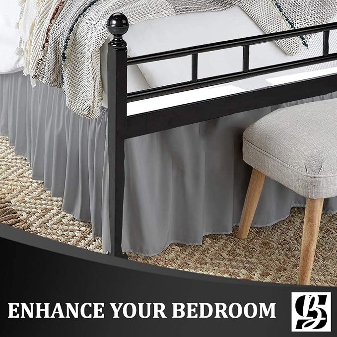SKY BEDDINGS - King Size Ruffled Bed Skirt - 21 Inch Drop Dust Ruffle Bed Skirt - Image 2