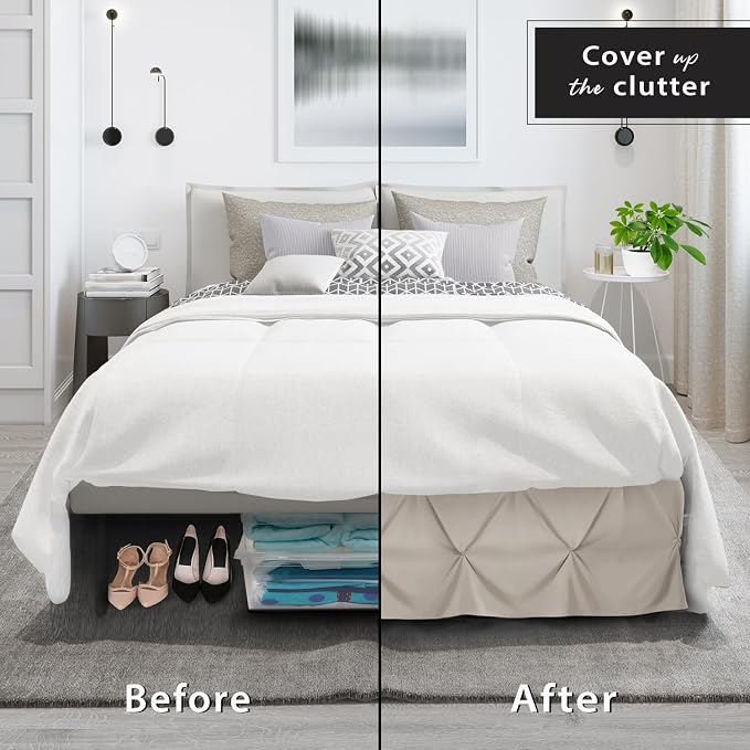 Nestl Linen Bed Skirt Twin Size, Pinch Pleat Twin Bed Skirt, Hotel Quality - Image 4