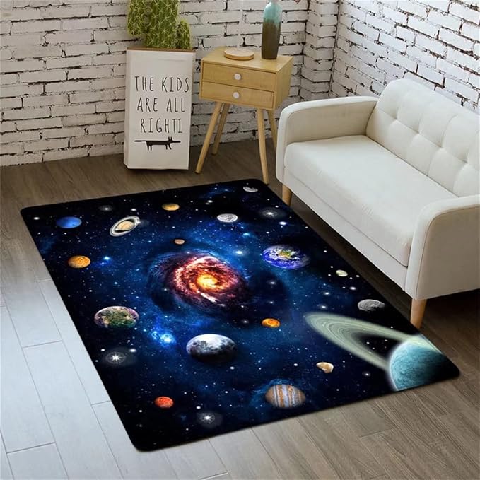 Modern Outer Space Living Room Area Rug Universe Galaxy Planet Large Carpets by Home