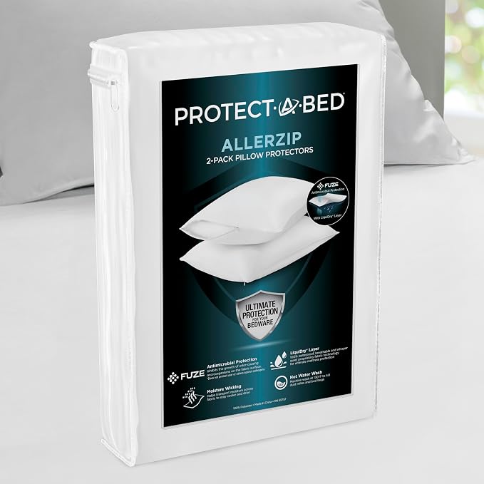 Protect-A-Bed AllerZip Standard 20" x 26" Pillow Protectors, Bed Bug and Dust by Protect-A-Bed