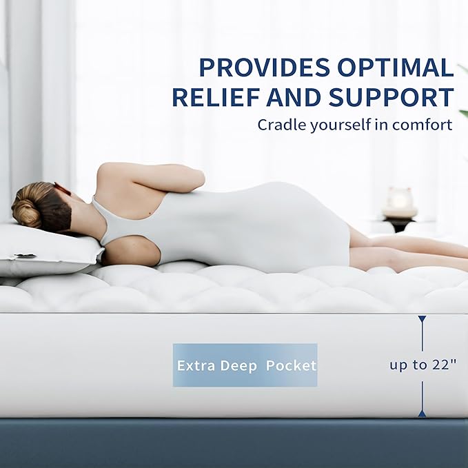 Sunflower Full Mattress Pad, Hypoallergenic Cotton Mattress Cover, 18-22" Extra - Image 2