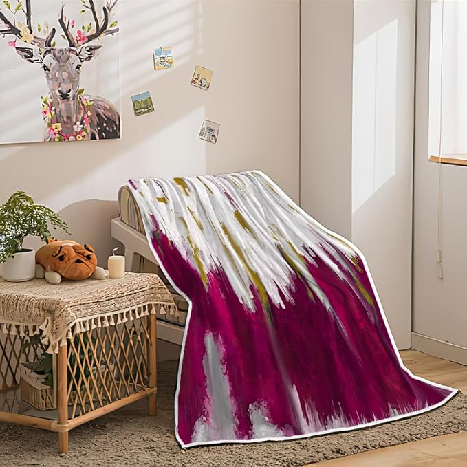 Abstract Ombre Throw Blankets, Modren Chic Art Oil Painting Cozy Warm Bed Couch - Image 2