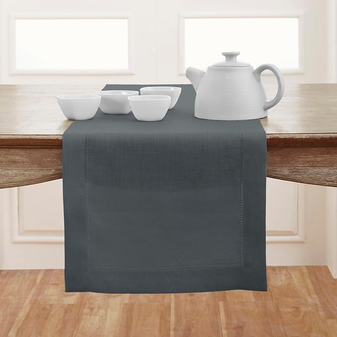 Solino Home Linen Hemstitch Table Runner 36 Inches by SolinoHome